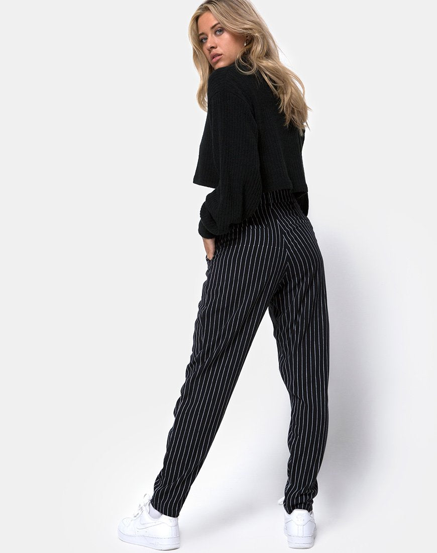 Pantaloni Dastan in gessato nero