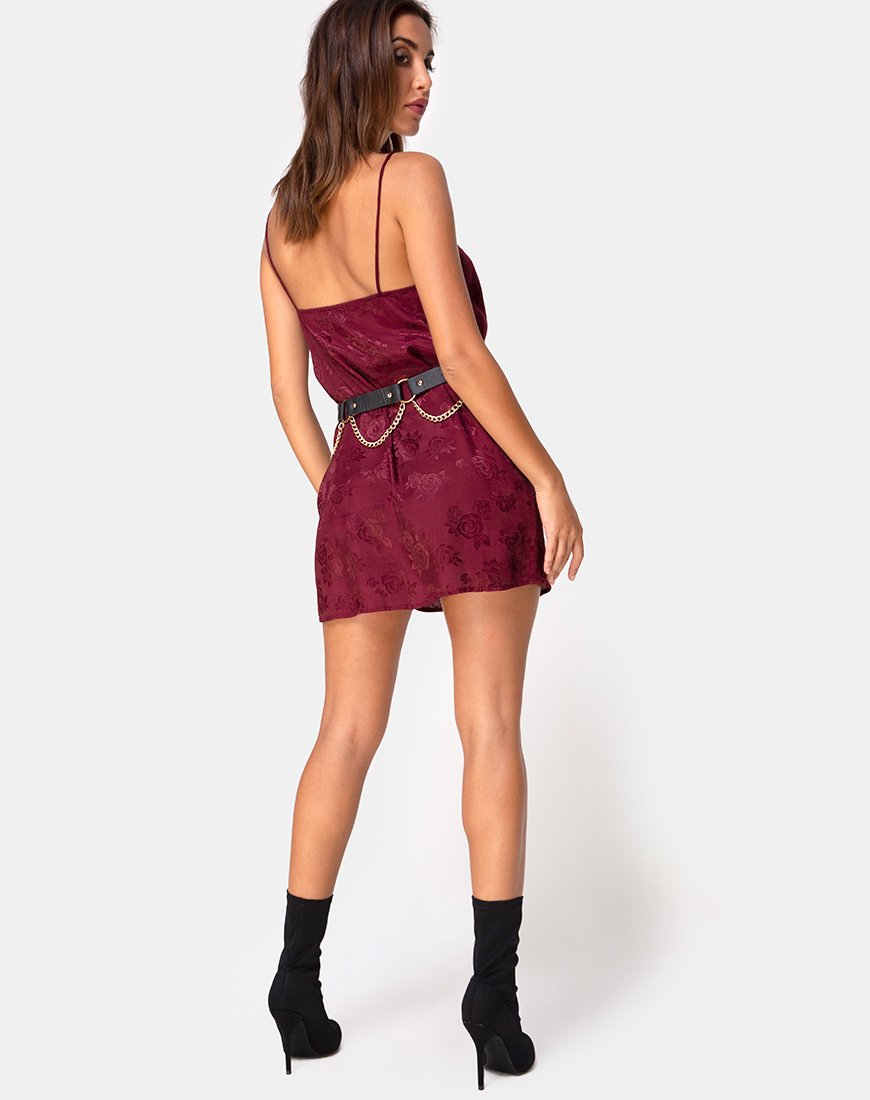 Immagine di Datista Slip Dress in raso rosa borgogna