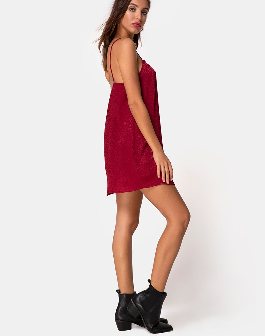 Immagine di Datista Slip Dress in raso ghepardo lampone