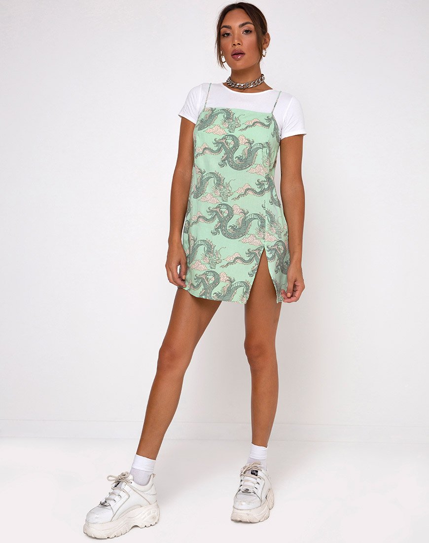 Immagine di Datista Slip Dress in Chinese Dragon Neo Mint