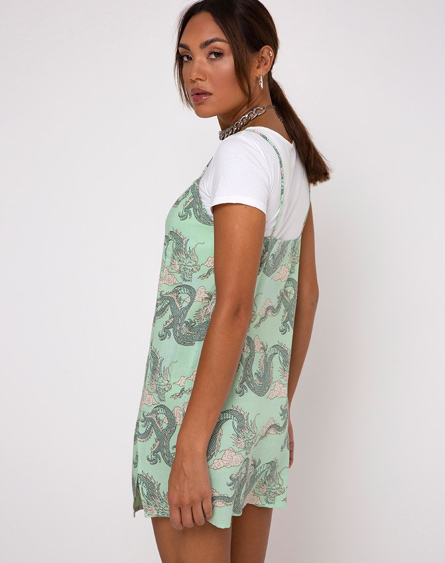Immagine di Datista Slip Dress in Chinese Dragon Neo Mint
