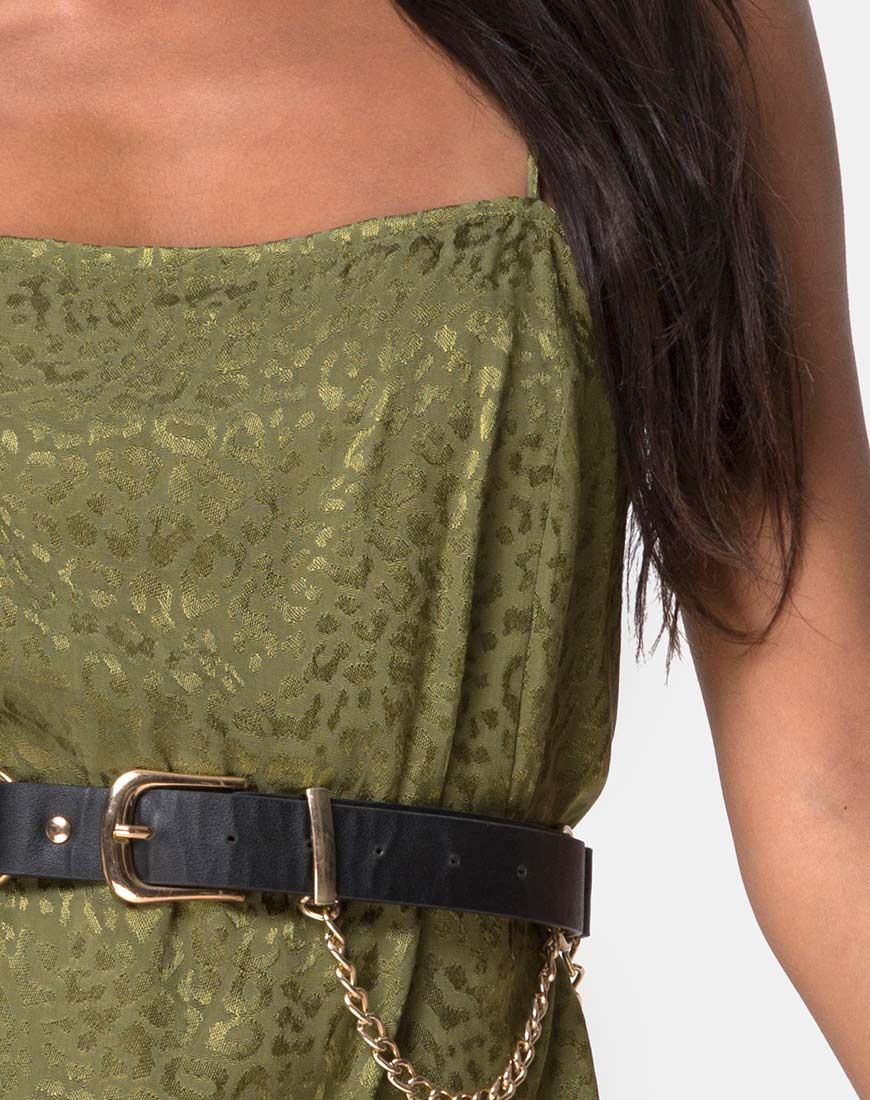 Immagine di Datista Slip Dress in raso ghepardo Khaki
