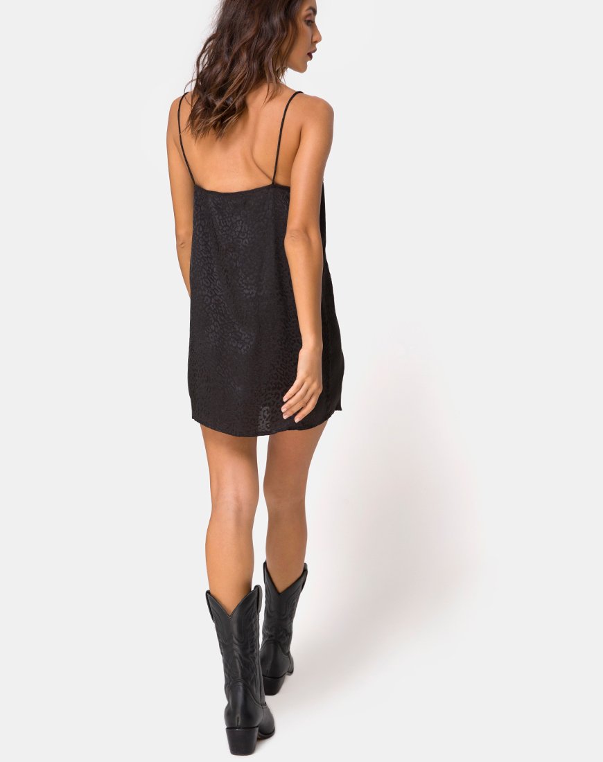Immagine di Datista Slip Dress in satin nero ghepardo