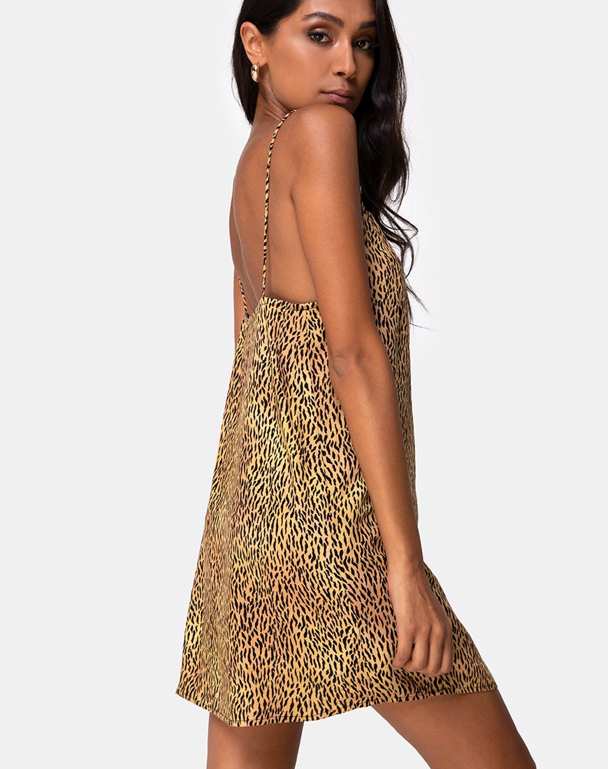Immagine di Datista Slip Dress in mini tigre marrone