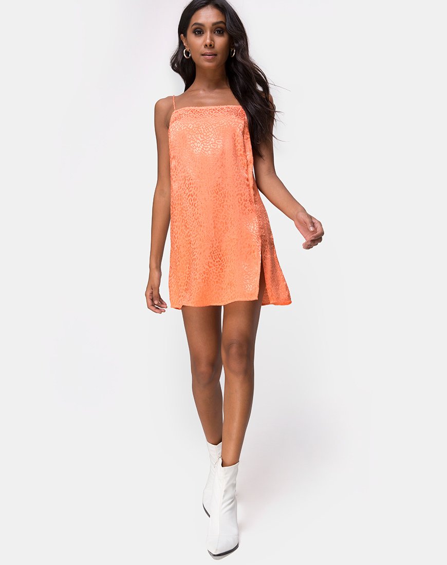 Immagine di Datista Slip Dress in Raso Corallo Ghepardo