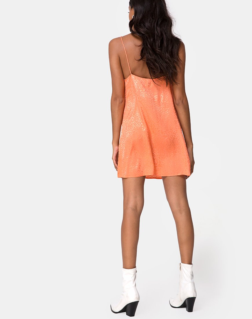 Immagine di Datista Slip Dress in Raso Corallo Ghepardo