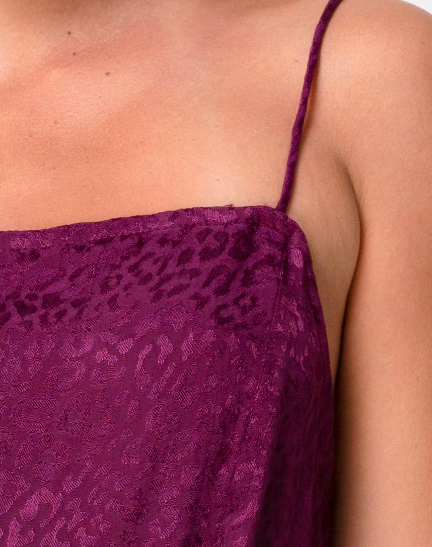 Immagine di Datista Slip Dress in raso ghepardato Grape