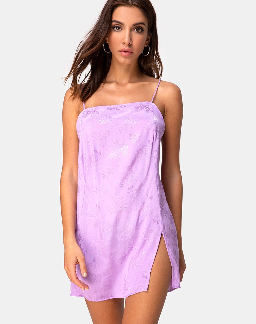 Immagine di Datista Slip Dress in raso rosa lilla