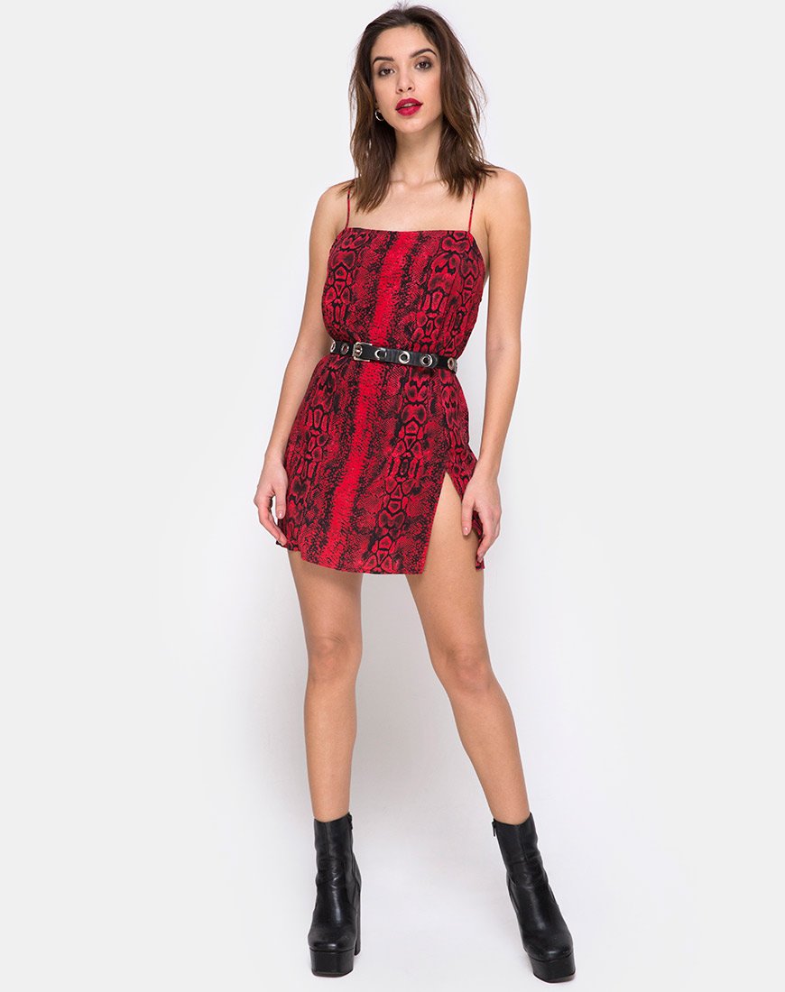 Immagine di Datista Slip Dress in Red Snake