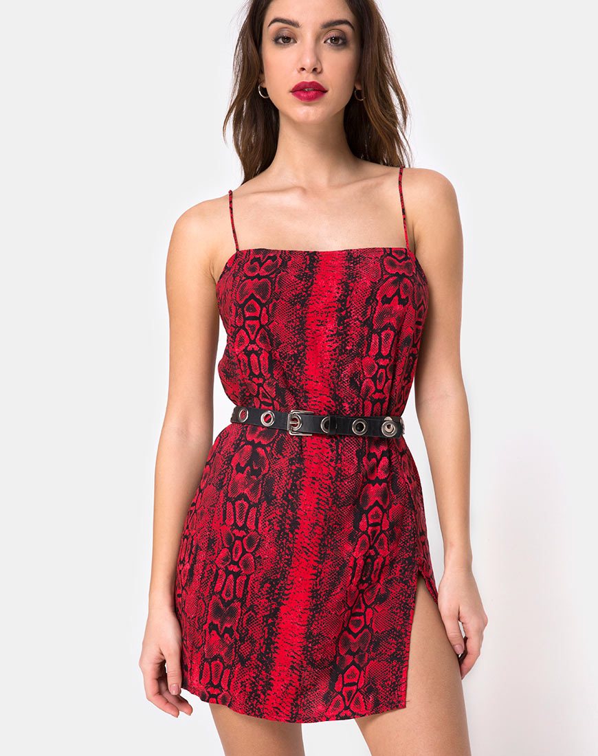 Immagine di Datista Slip Dress in Red Snake