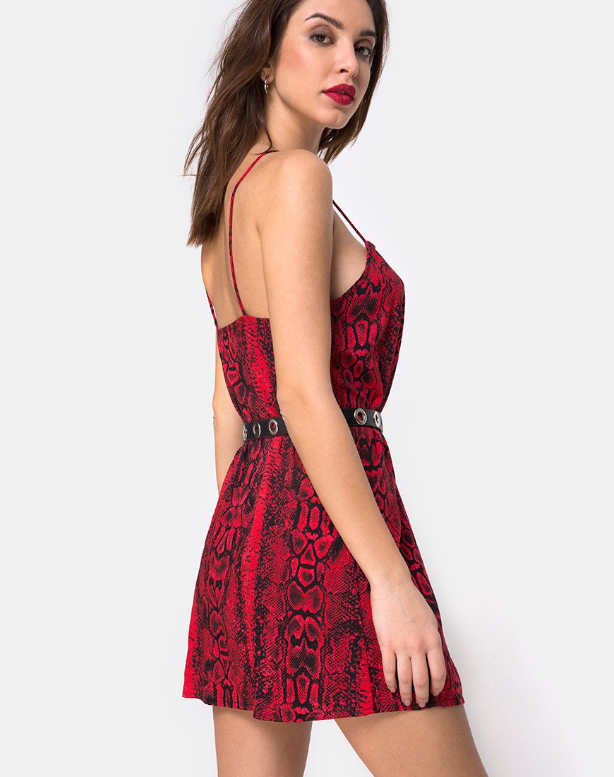 Immagine di Datista Slip Dress in Red Snake