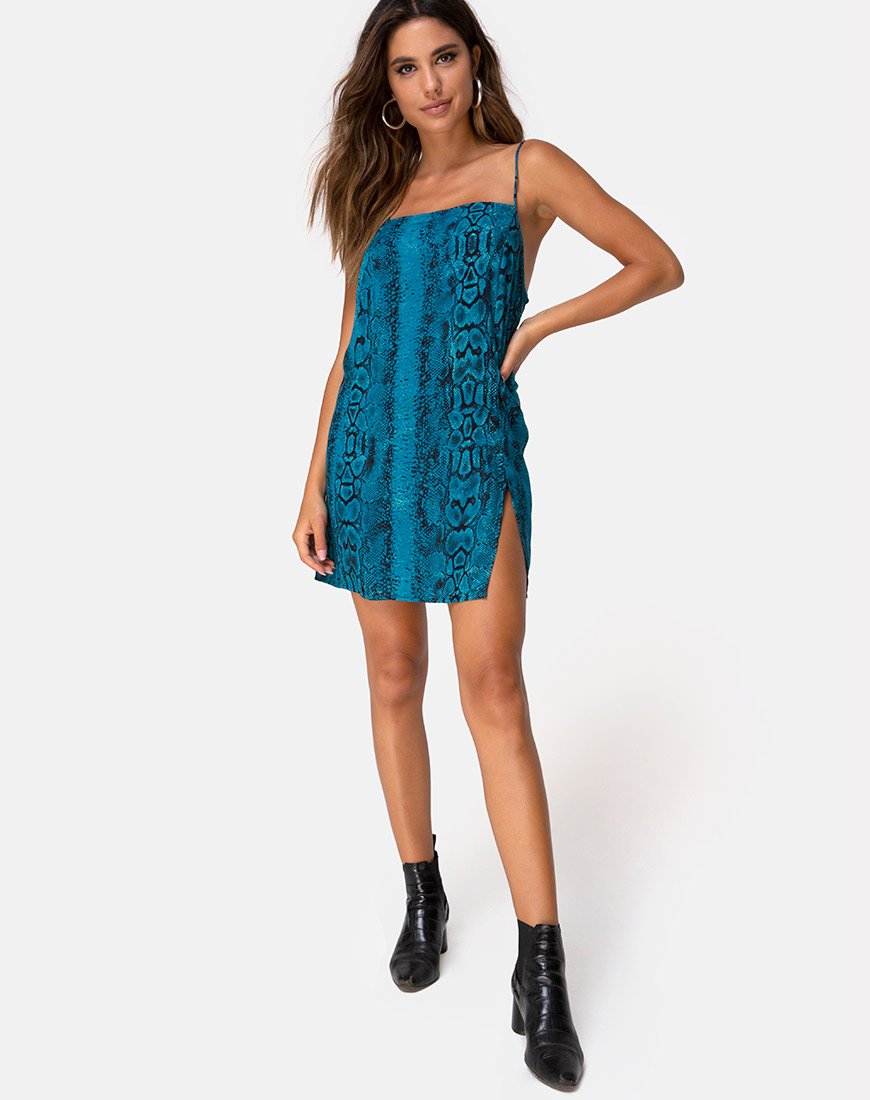 Immagine di Datista Slip Dress in blu serpente