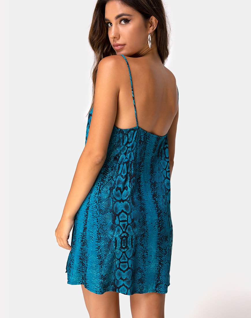 Immagine di Datista Slip Dress in blu serpente