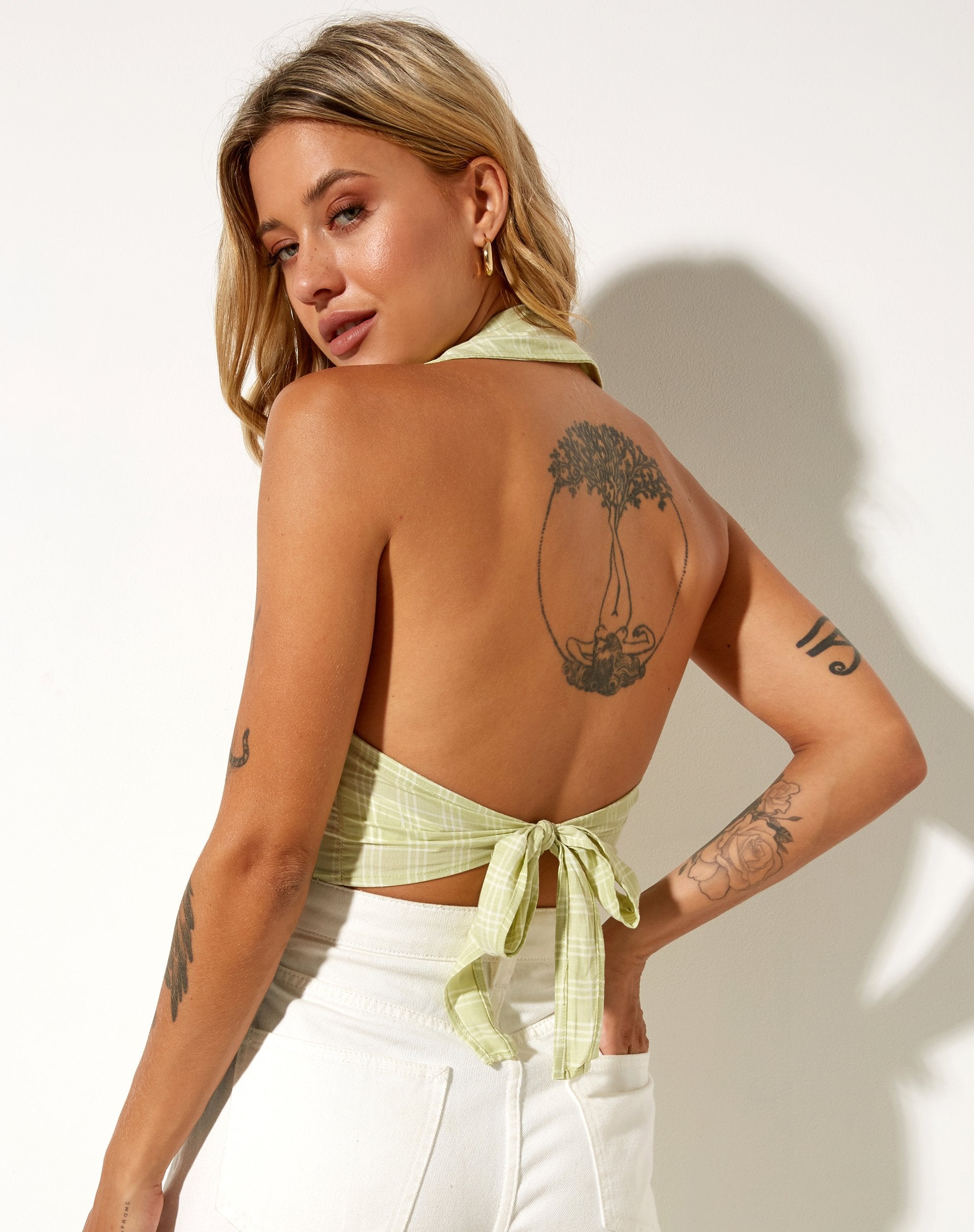 Immagine di Datri Crop Top in salvia check
