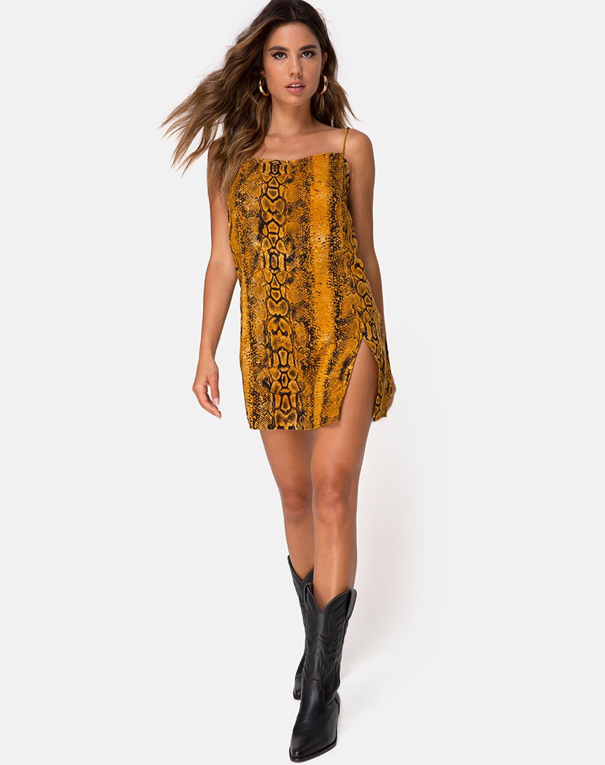 Immagine di Datista Slip Dress in Snake Mustard