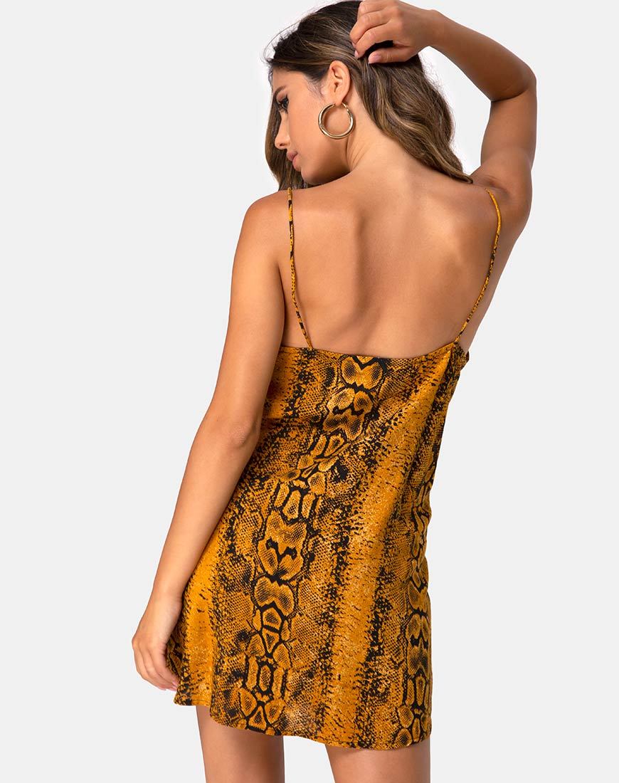 Immagine di Datista Slip Dress in Snake Mustard