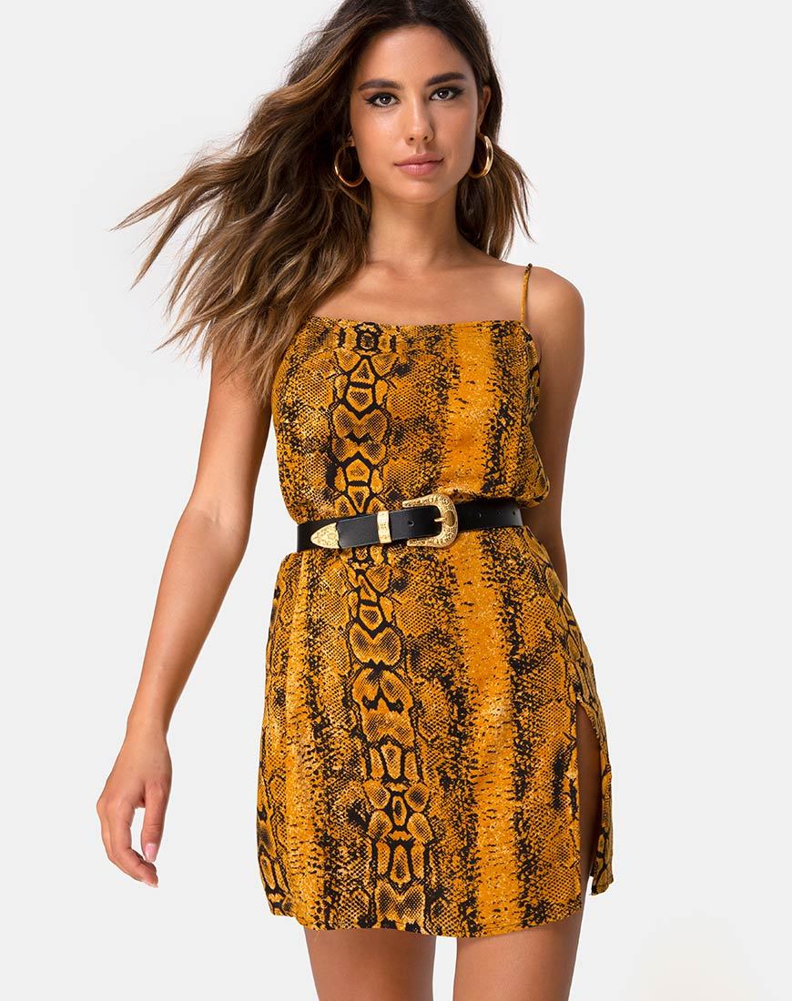 Immagine di Datista Slip Dress in Snake Mustard