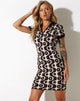 immagine di Daxia Mini Dress in Wavy Geo Avorio Marrone e Nero
