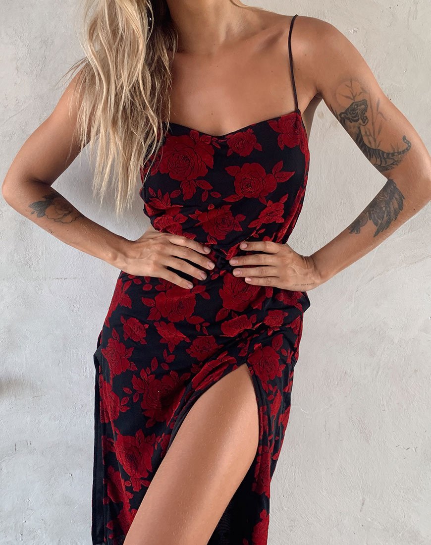 Immagine di Daxita Abito in romantica rosa rossa Flock