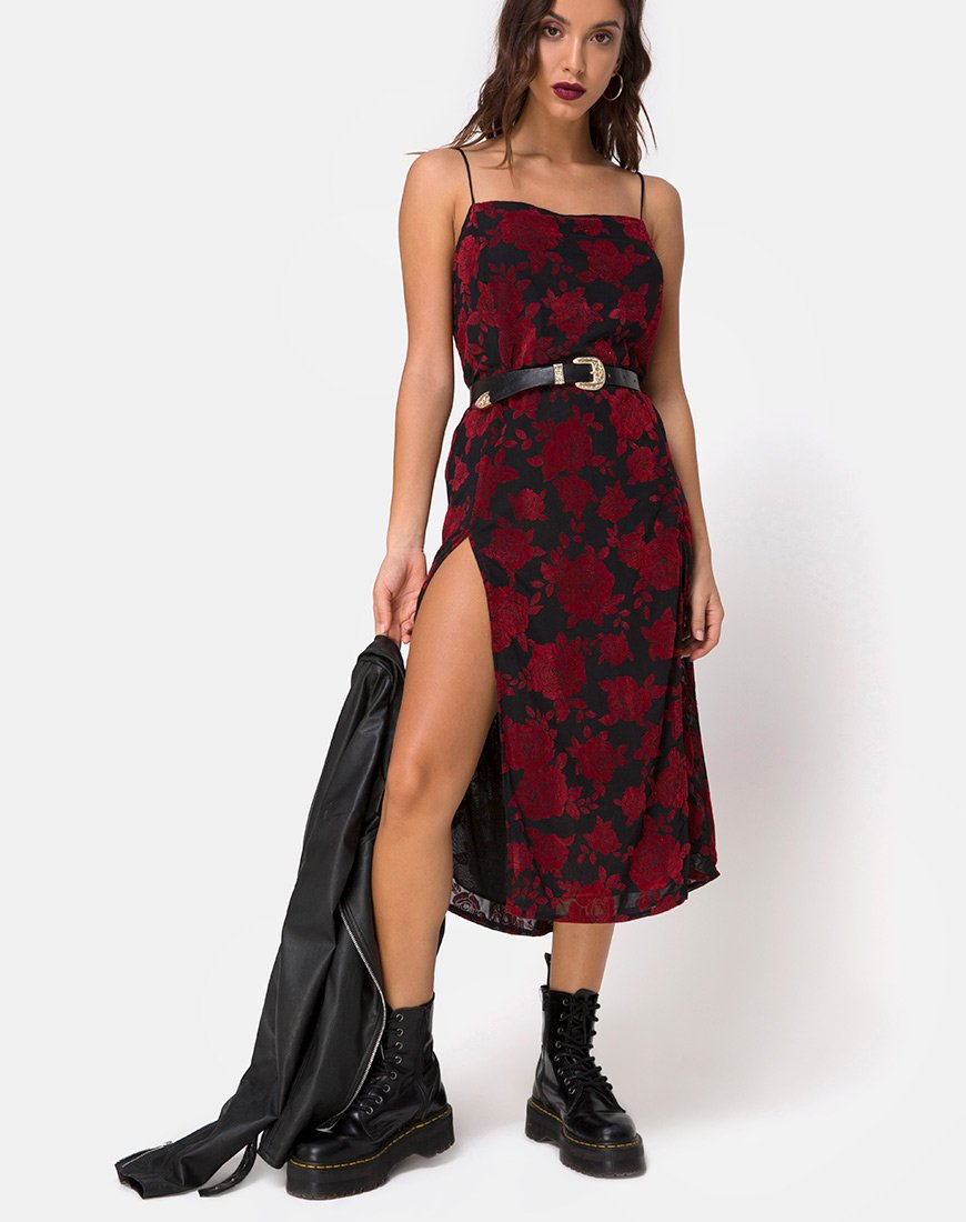 Immagine di Daxita Abito in romantica rosa rossa Flock