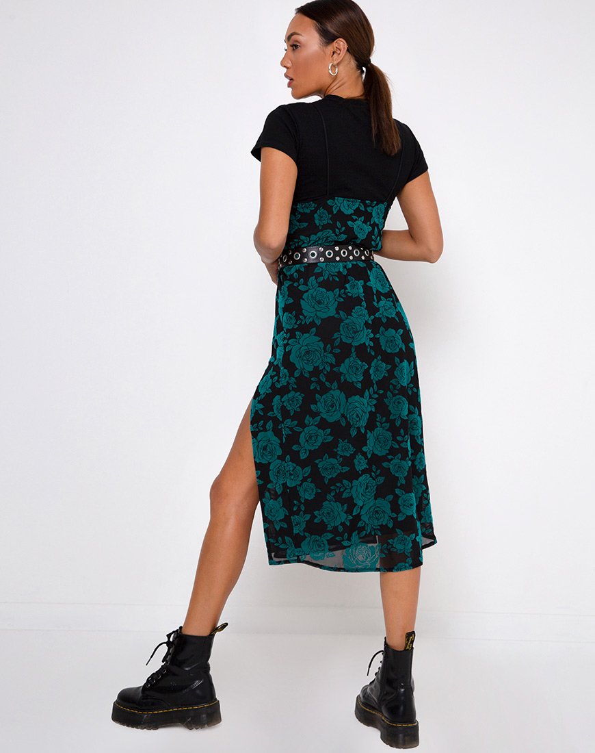 Immagine di Daxita Midi Dress in Rosa Romantica Flock Teal