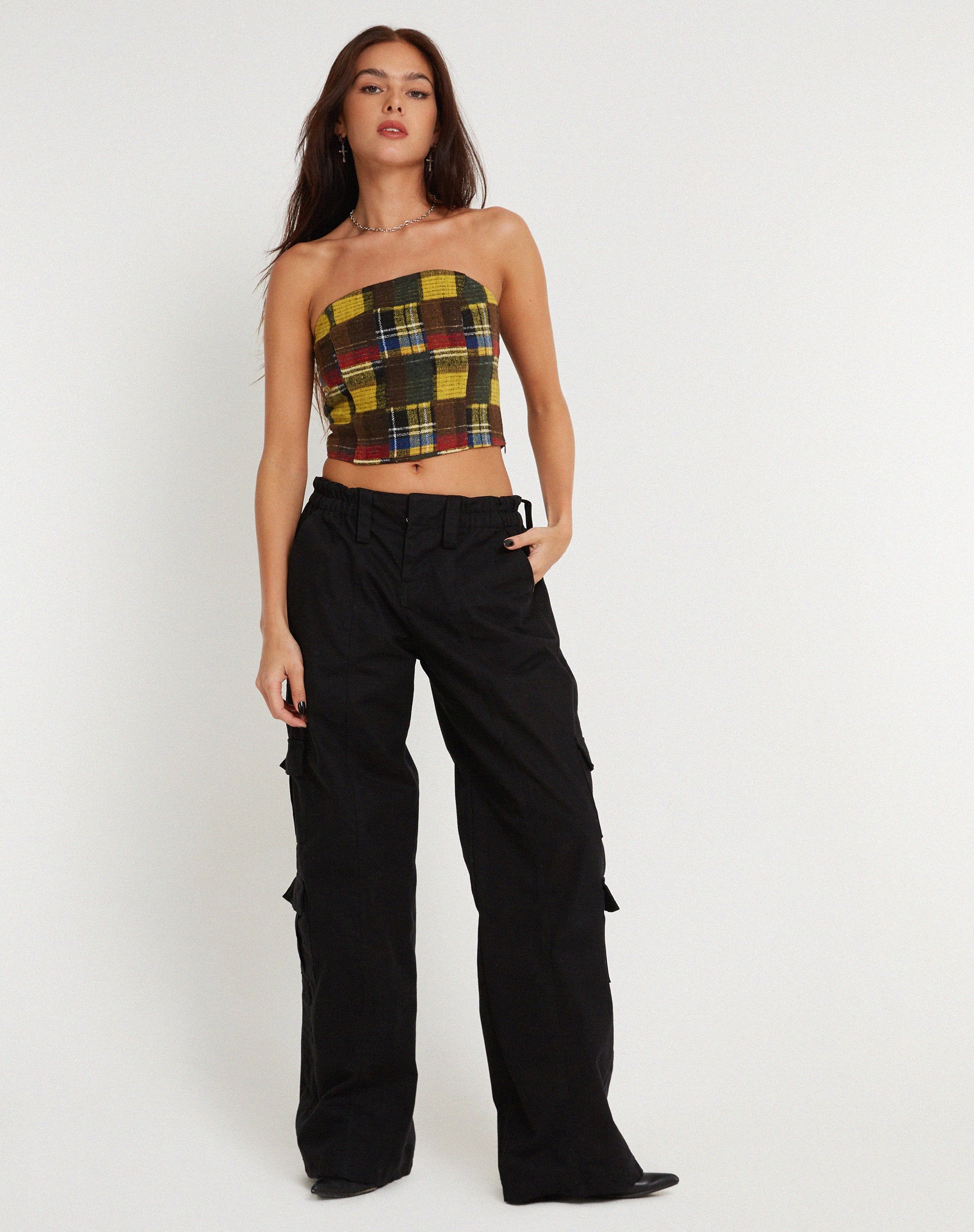 Immagine di Delny Top a fascia in tartan misto