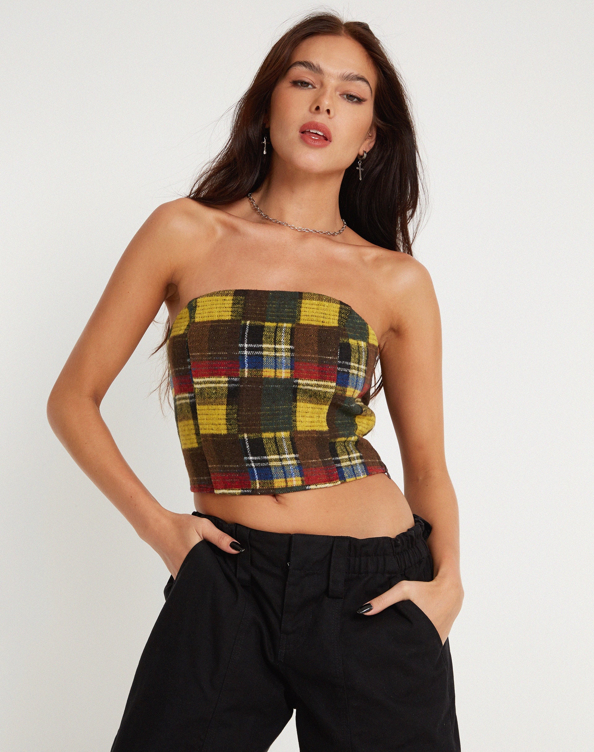 Immagine di Delny Top a fascia in tartan misto