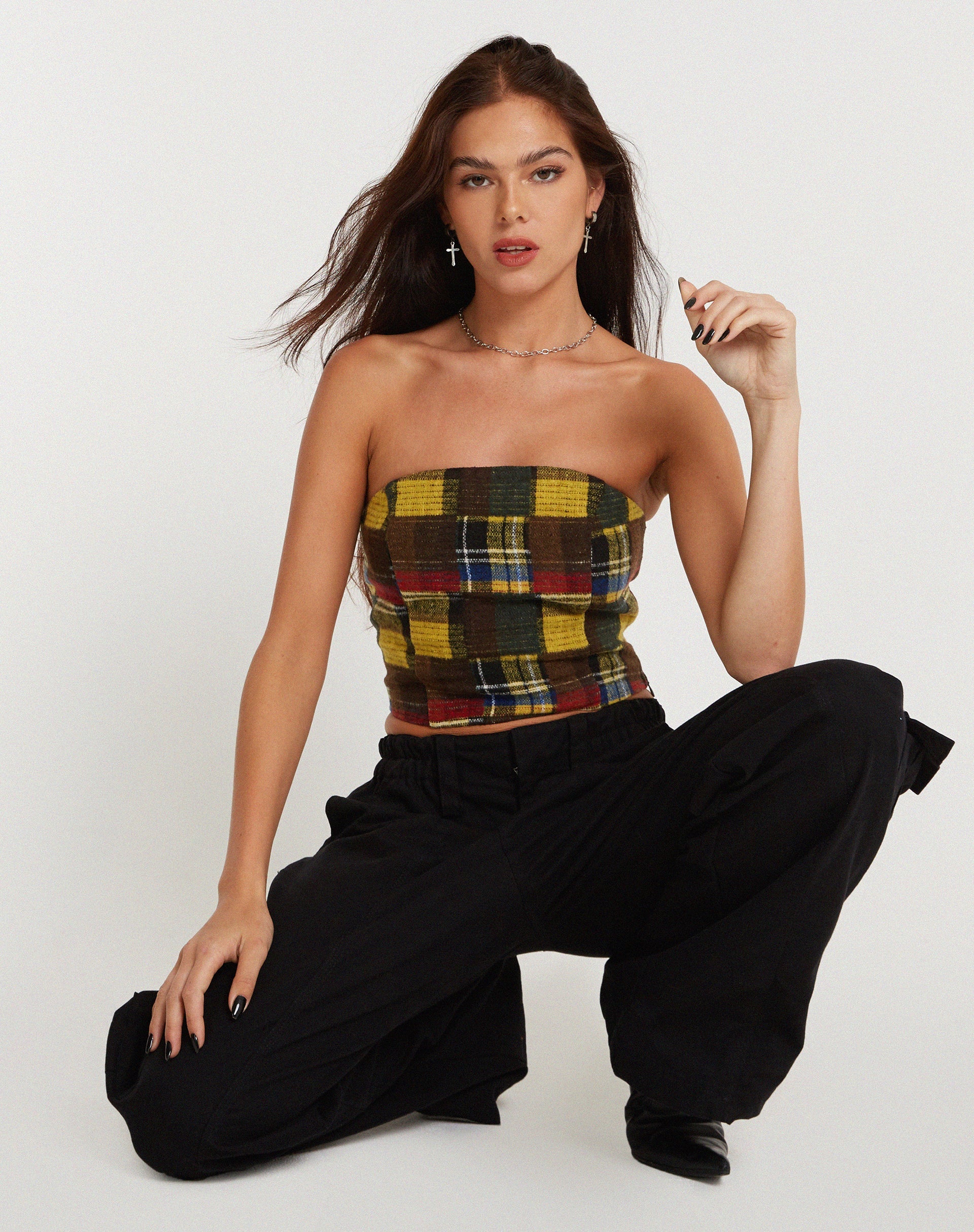 Immagine di Delny Top a fascia in tartan misto