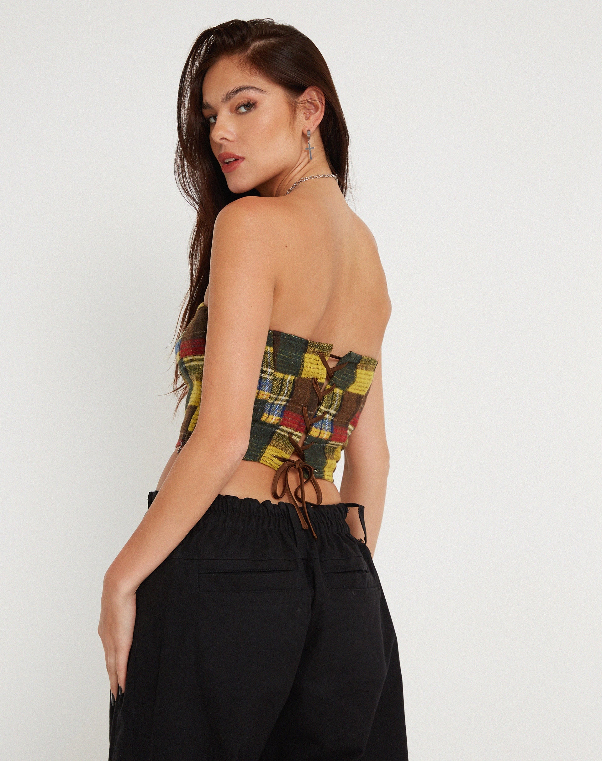 Immagine di Delny Top a fascia in tartan misto