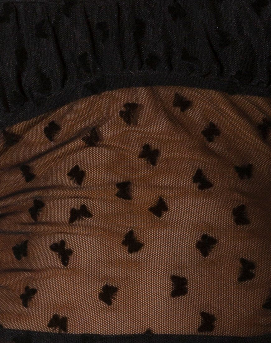 Immagine di Delora Crop Top in Flock nero Flutterby
