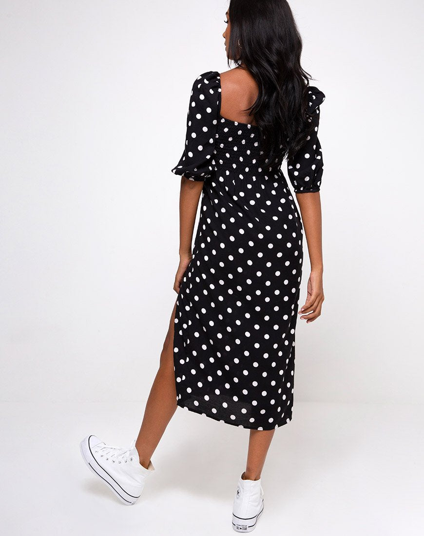 Immagine di Deloya Midi Dress in 80s Polka Nero
