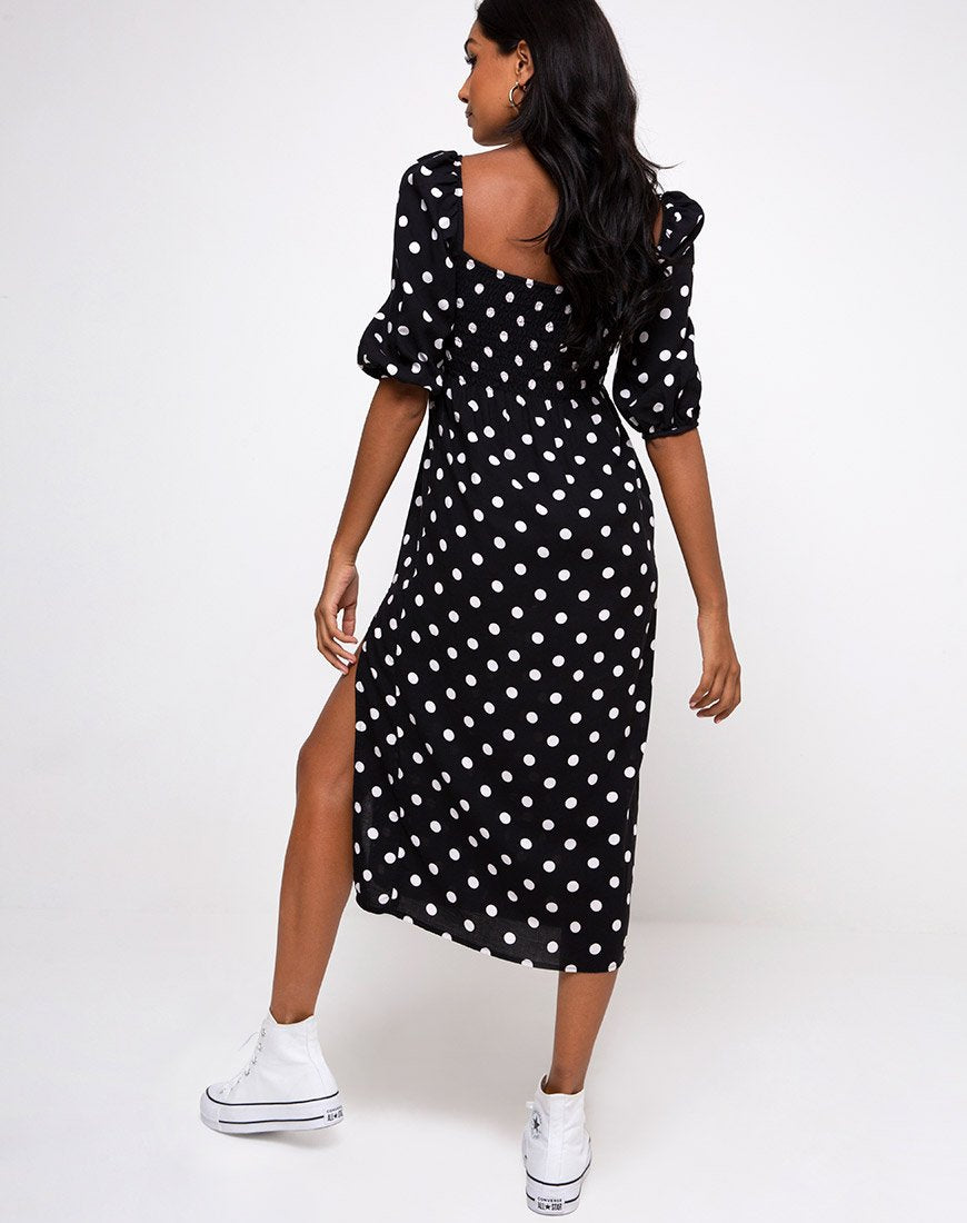 Deloya - Vestito midi a pois anni '80 nero