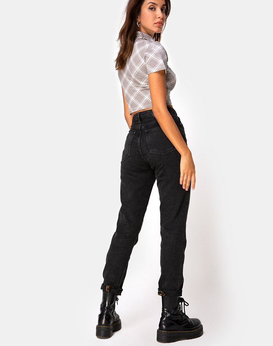 Immagine di Dhen Crop Top in Grunge Check Taupe