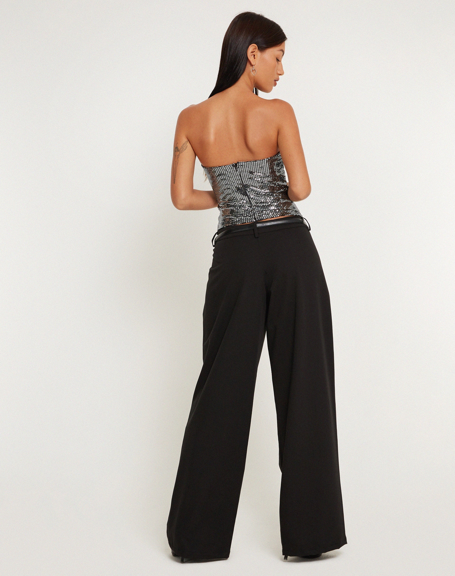 immagine di Dena Bandeau Crop Top in Silver Shimmer