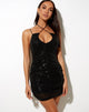 Immagine di Denila Bodycon Dress in Drape Sequin Nero