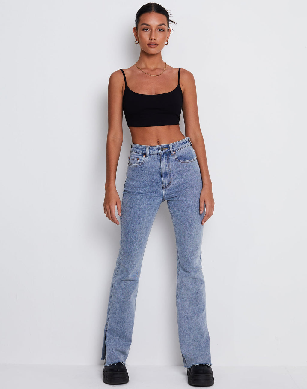 Crop Top Keenan in lycra nero