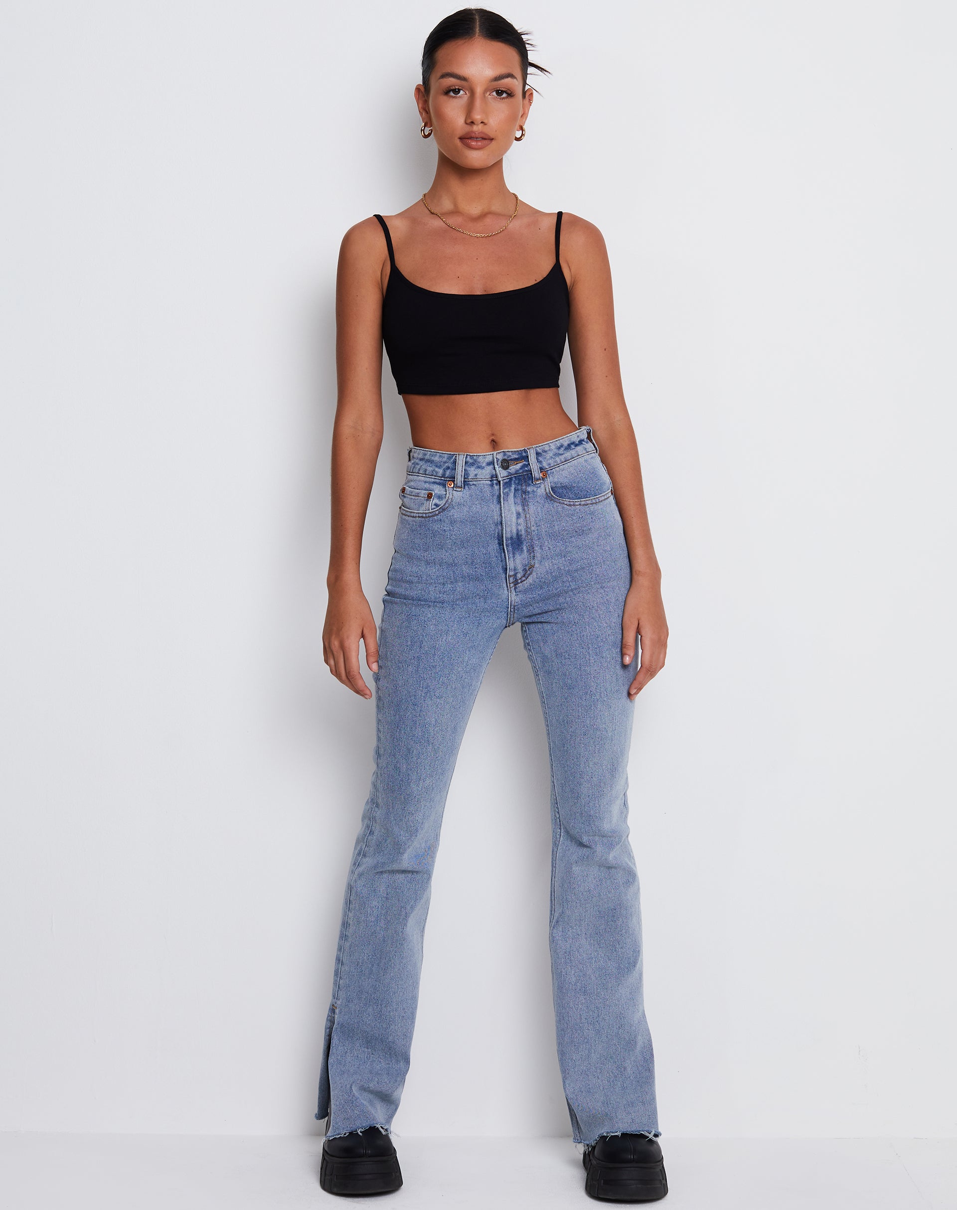 Immagine di Keenan Crop Top in Lycra Nero