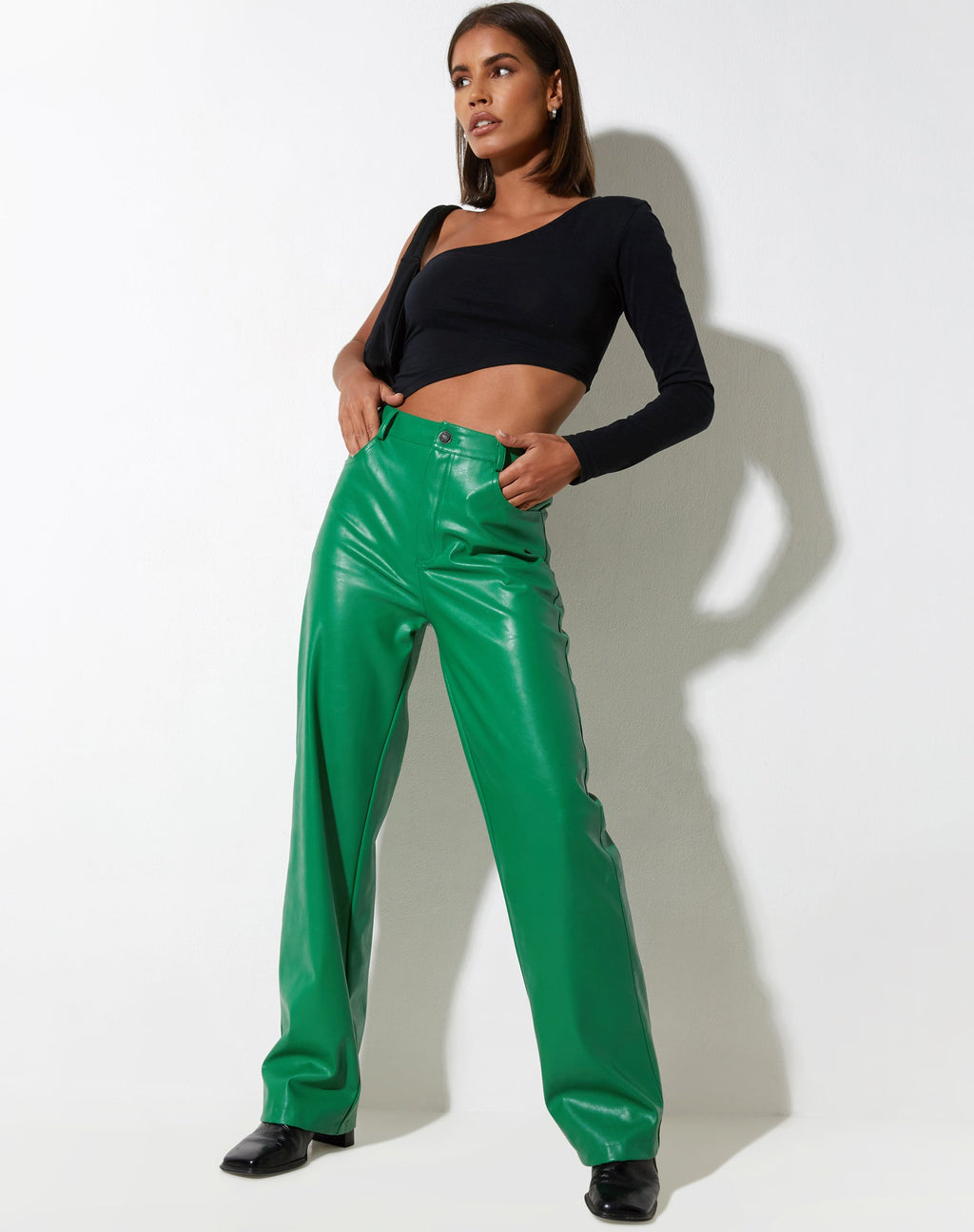 Pantaloni in pelle Zoka in Pu Kelly Green
