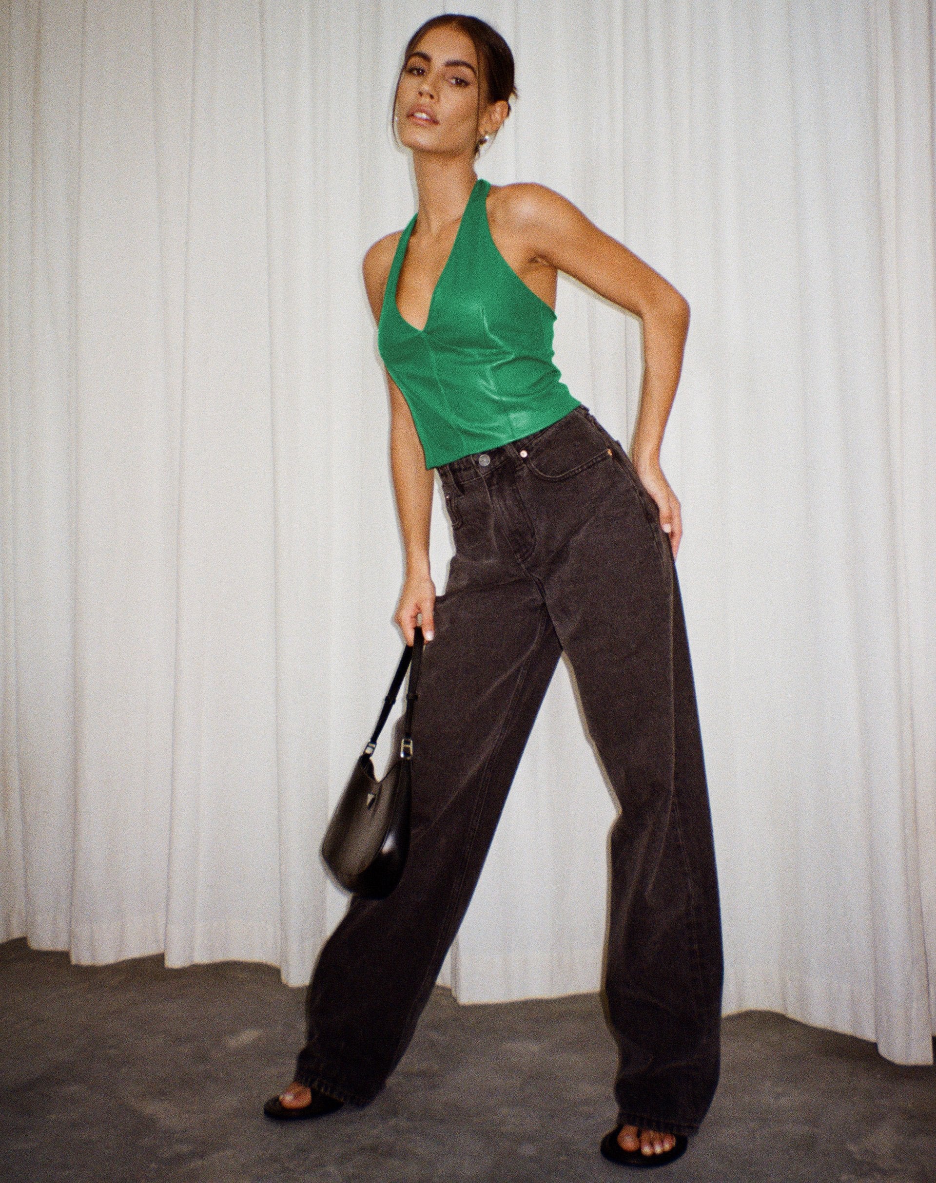 immagine di Depla Halterneck Top in Pu Kelly Green