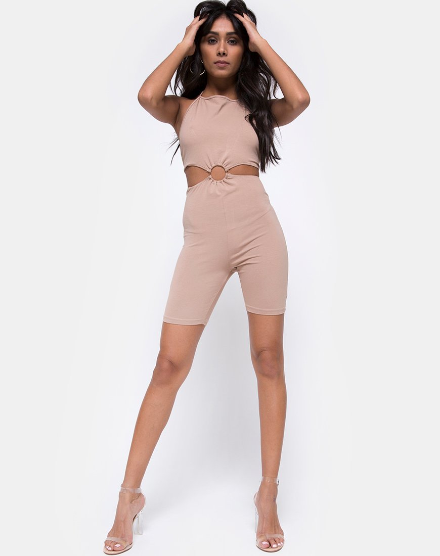 Immagine di Dequa Cutout Unitard in Jersey Tan
