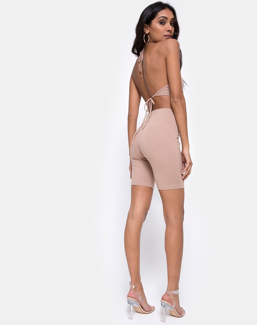 Immagine di Dequa Cutout Unitard in Jersey Tan