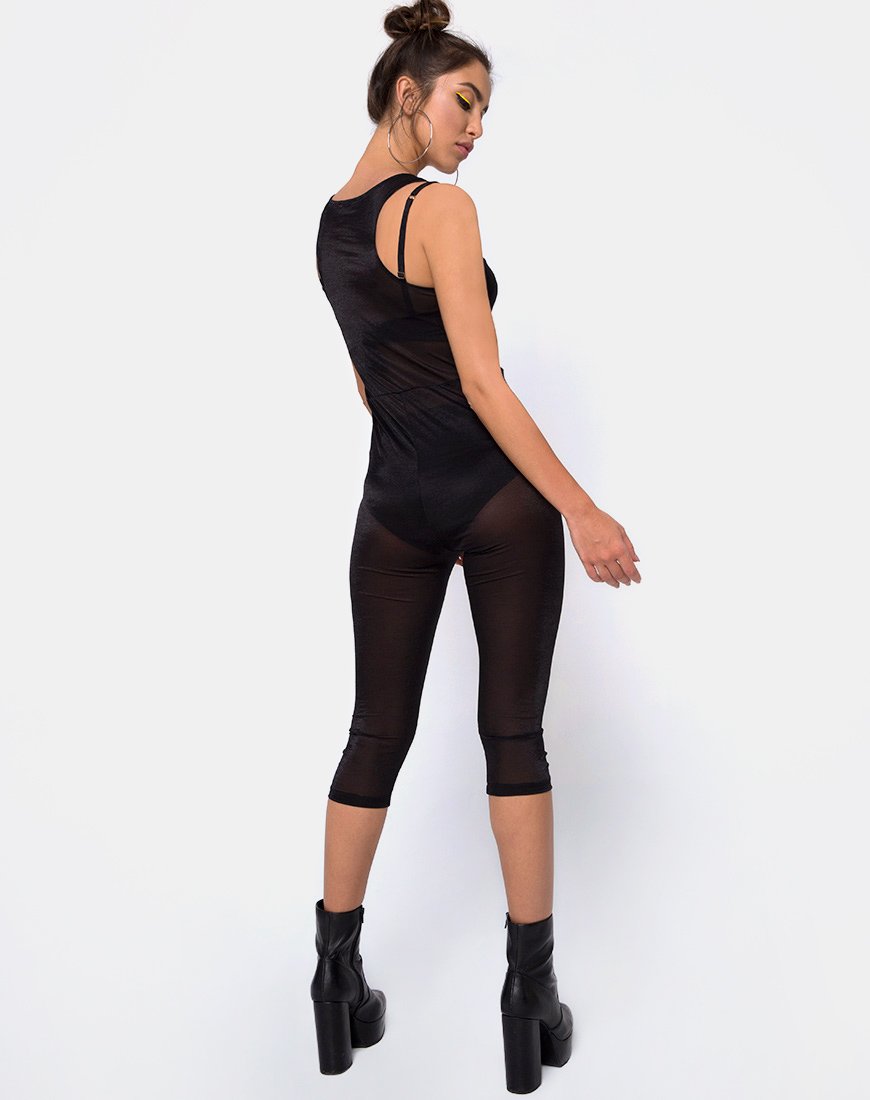 Immagine di Devile Unitard in maglia trasparente nero