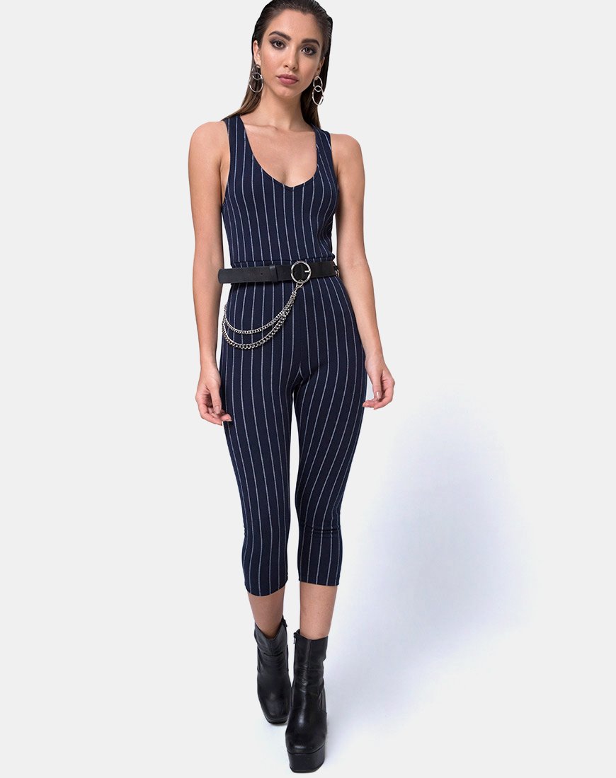 Immagine di Devile Unitard in gessato Navy