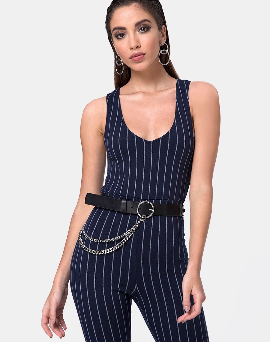 Unitard Devile in gessato navy
