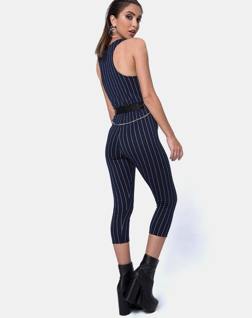 Immagine di Devile Unitard in gessato Navy