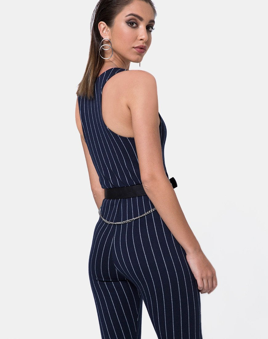 Immagine di Devile Unitard in gessato Navy