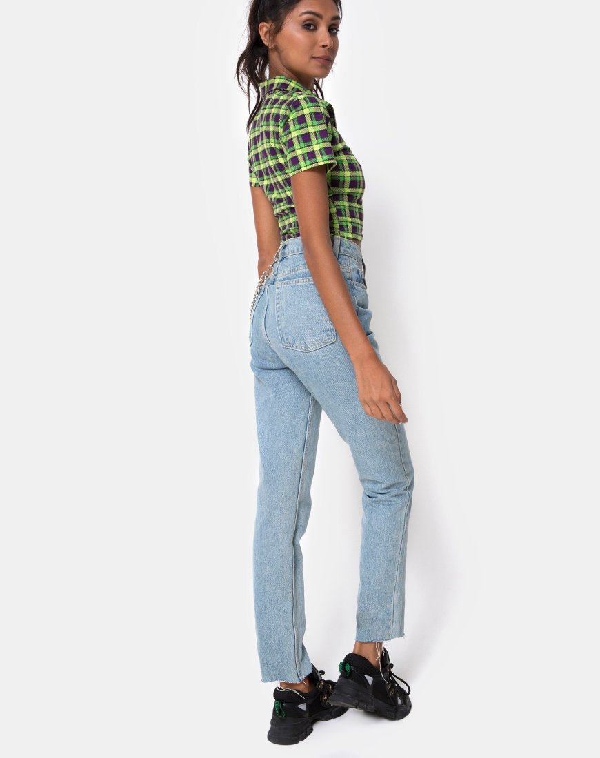 Immagine di Dhen Crop Top a quadri verde e viola