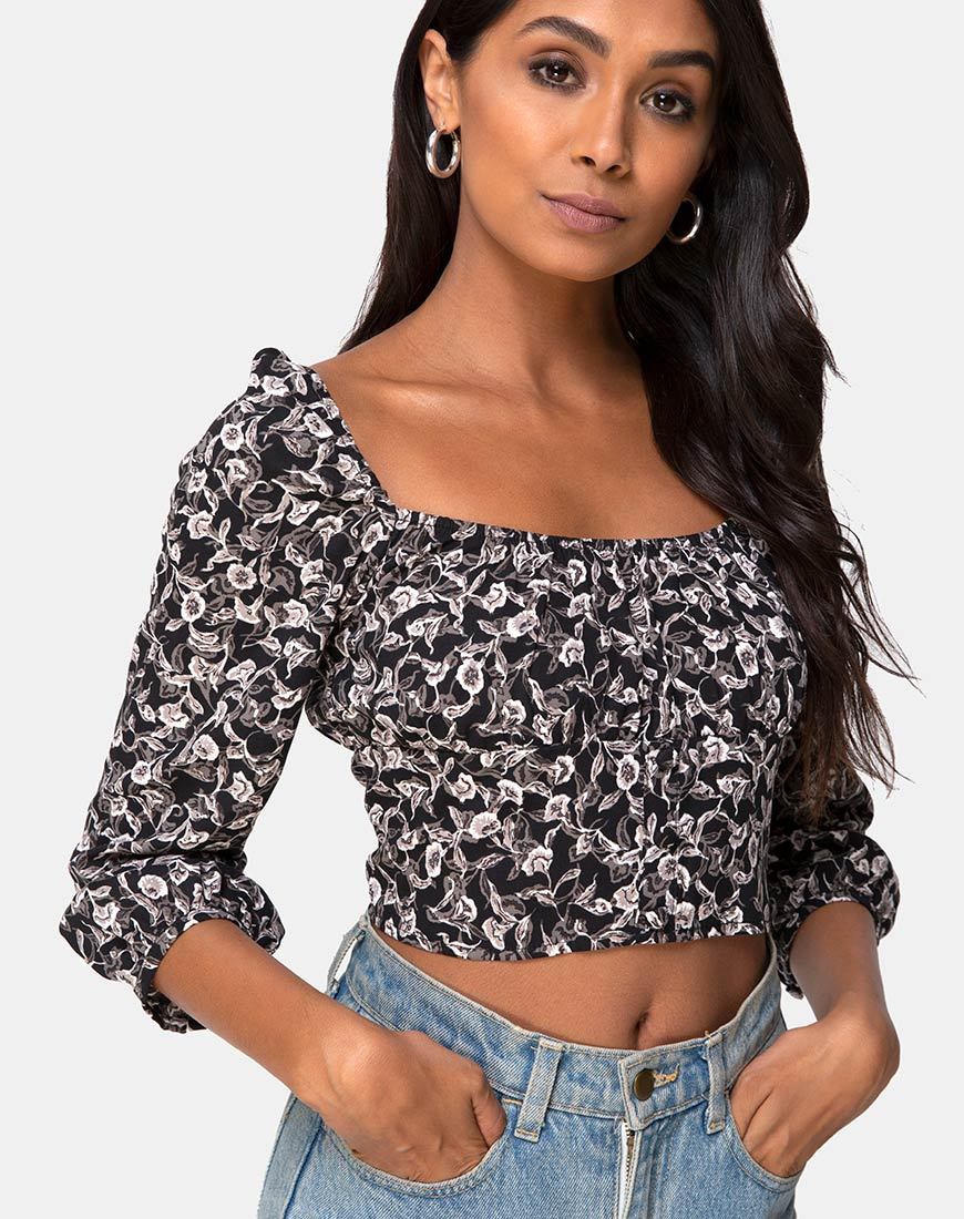 Dimen Crop Top in Wild Tulip Nero