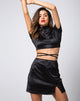 Immagine di Dina Mini Gonna in Raso Spandex Nero