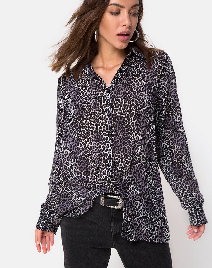 Camicia Disam in Rar Leopard Grey